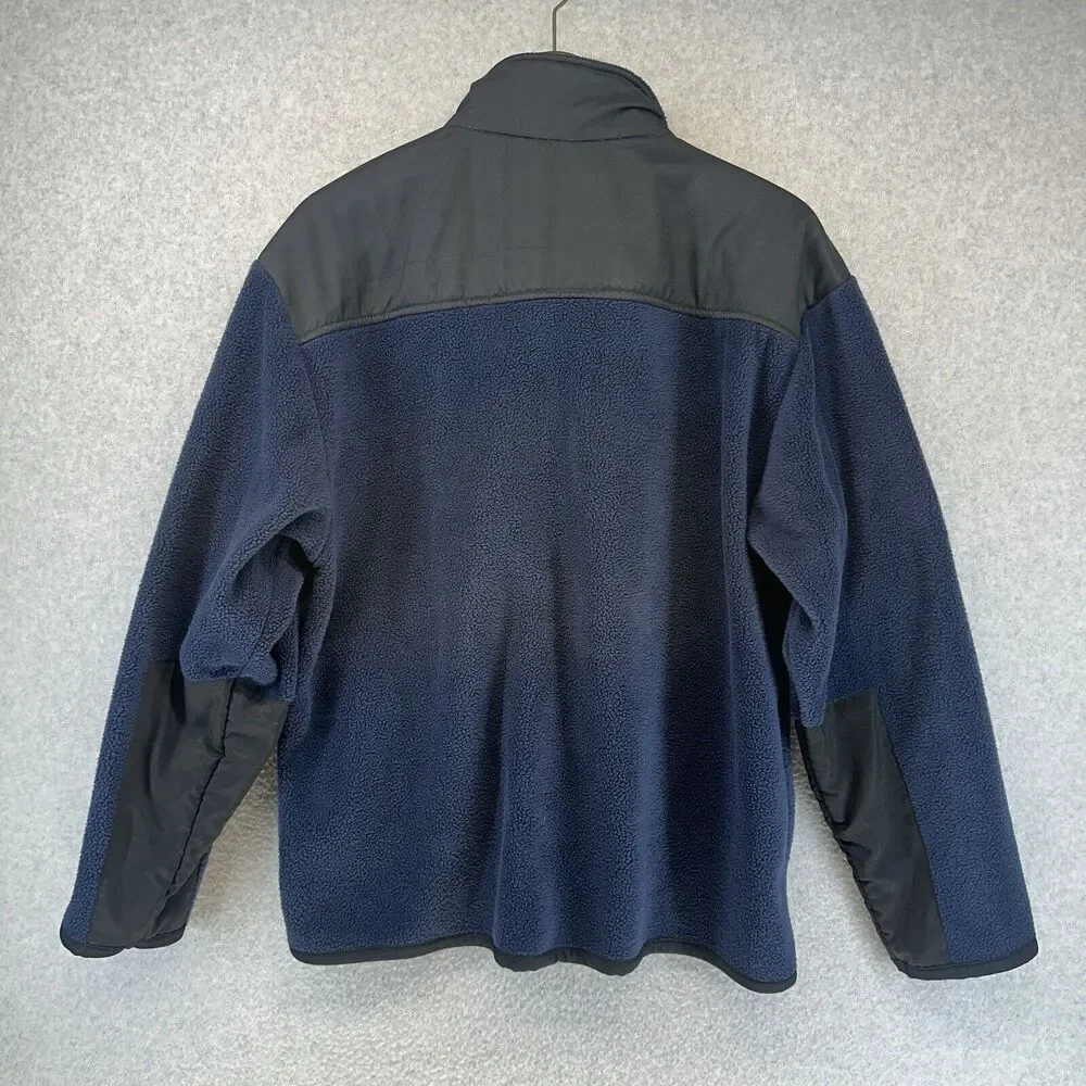 Young USA Mens Fleece Jacket Lightweight Black Blue Full Zip Zippered Pockets M - Picture 12 of 12